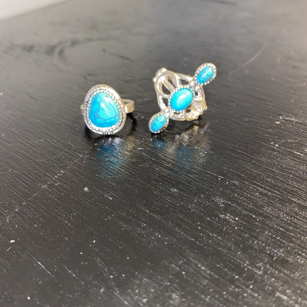 Turquoise Rings Pair - Picture 2 of 3